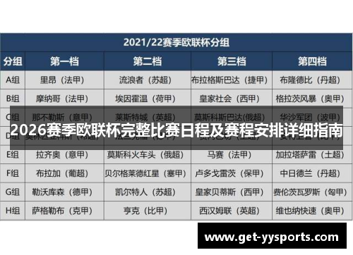 2026赛季欧联杯完整比赛日程及赛程安排详细指南